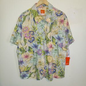 Hearts Of Palm Floral Hawaiian Shirt-Size 22W-Tween Waters-Linen Blend-NEW